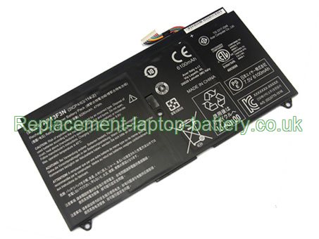 Replacement Laptop Battery for  47WH Long life ACER AP13F3N, Aspire S7-392-6411, Aspire S7-392-6832, Aspire S7-392 Ultrabook Series,  