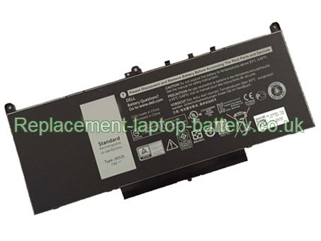 Replacement Laptop Battery for  55WH Long life Dell J60J5, 242WD, Latitude E7270, R1V85,  