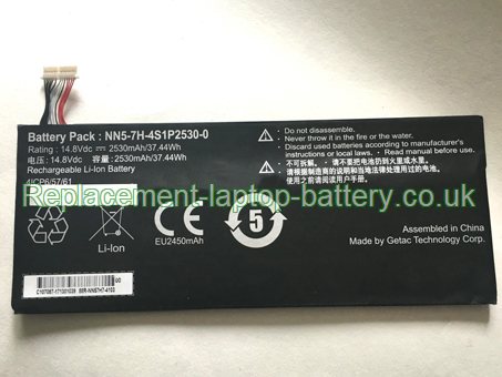 Replacement Laptop Battery for  2530mAh Long life GETAC NN5-7H-4S1P2530-00,  