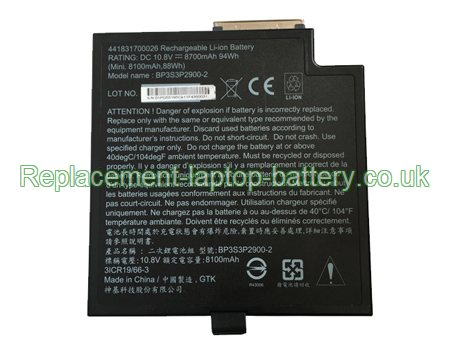 Replacement Laptop Battery for  8700mAh Long life GETAC BP3S3P2900-2, 441831700026,  