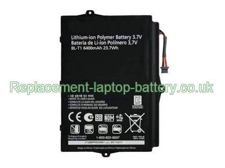 Replacement Laptop Battery for  6400mAh Long life LG SBPP0028901, Optimus Pad L-06C, BL-T1, Optimus Pad V900,  