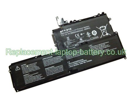 Replacement Laptop Battery for  3800mAh Long life MSI BTY-S1E, S20-i541 UltraSlider Ultrabook, Slider S20,  