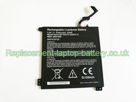 Replacement Laptop Battery for  32WH Long life MEDION BP-GOLF2, BP-GOLF2 4200/21 H, 40051000,  